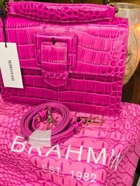 Brahmin Small Hallie Satchel Empower Tangsi Pink